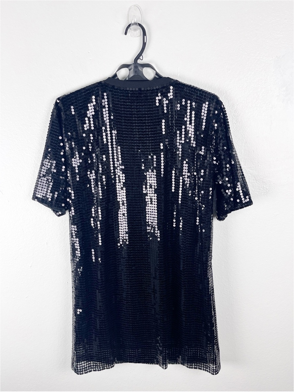 KATE HEWKO Black Sheer Sequin Tiger Head Short Sleeves Dress One Size Boho Chic - Picture 2 of 9